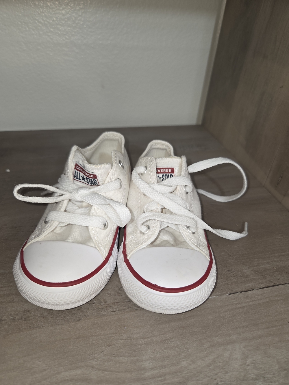Converse Kids' Chuck Taylor All Star Low Top Sneakers - White with Red Trim